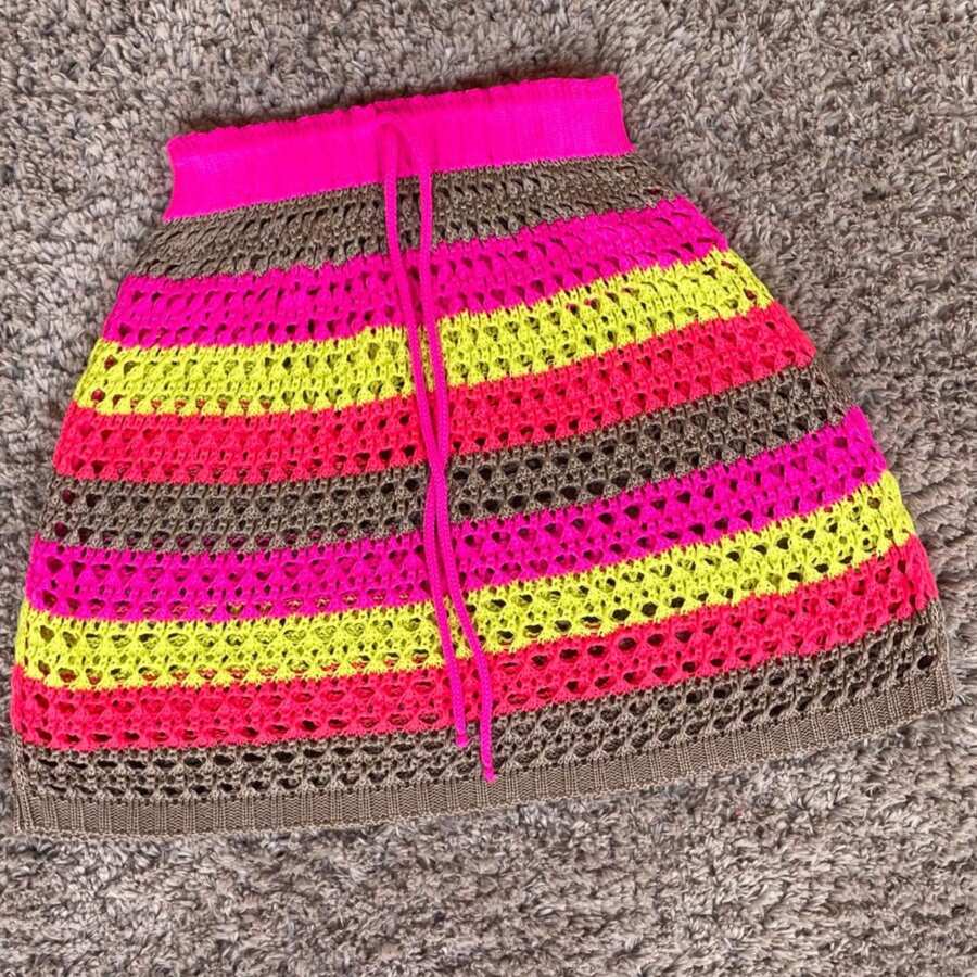 TRICOT PREMIUM Beach Outfit Crochet Knitting Skirt Summer Beach Outfit - Orange - View 1
