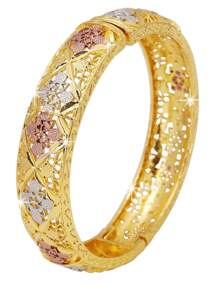 1 pieza Brazalete de aleación de zinc chapado en oro de 24k, accesorio diario de estilo Dubai para mujeres