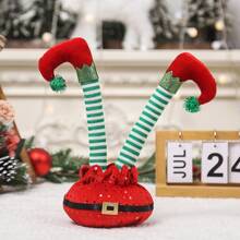 Fabric Decoration Fabric Legs Stuffed Legs Decorations Xmas Tree Legs Striped And Green Red Shoes Legs Santa Legs Ornament For Tree Fireplace Best Gifts Birthday - Multicolor - View 11