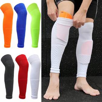 1 Paio Calzini con protezione per caviglie e polpacci da calcio e calcetto, traspiranti, per adulti e bambini, protettivi per tibia e polpaccio
