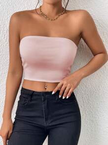 Women Comfortable Strapless Backless Bra, Lingerie - Pink - View 4