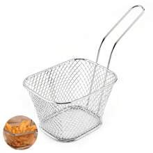 1/5 Pieces Mini Square Fry Basket Steel French Fry Chip Basket Food Baskets For Serving Stainless Steel Fry Basket With Handle Reusable Fries Holder Mini Deep Fryer With Basket For Home Decor