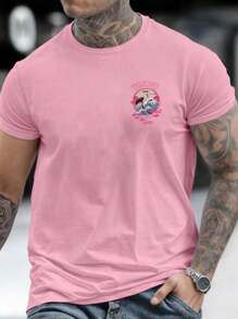 Tokyo Japan Printed Men's T-Shirt 100% Cotton 30.1 Combed Thread - 淺粉色 - 查看 4