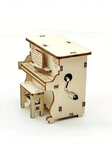QYeah 1pc DIY Mini Wooden Piano Craft Kit, A Handmade Arts & Crafts Project For Hobby Enthusiasts - Beige - View 3