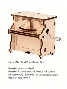 QYeah 1pc DIY Mini Wooden Piano Craft Kit, A Handmade Arts & Crafts Project For Hobby Enthusiasts - Beige - View 2