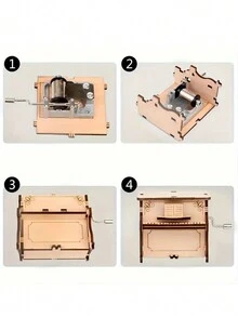 QYeah 1pc DIY Mini Wooden Piano Craft Kit, A Handmade Arts & Crafts Project For Hobby Enthusiasts - Beige - View 8
