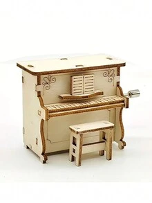 QYeah 1pc DIY Mini Wooden Piano Craft Kit, A Handmade Arts & Crafts Project For Hobby Enthusiasts - Beige - View 4