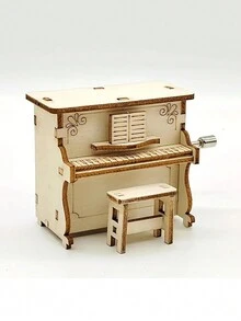 QYeah 1pc DIY Mini Wooden Piano Craft Kit, A Handmade Arts & Crafts Project For Hobby Enthusiasts - Beige - View 7