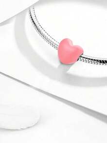 ESBERRY 1入組夢幻彩色愛心珠 DIY 吊墜女式手鍊和項鍊 s925 純銀高級珠寶製作 - 銀色 - 查看 1