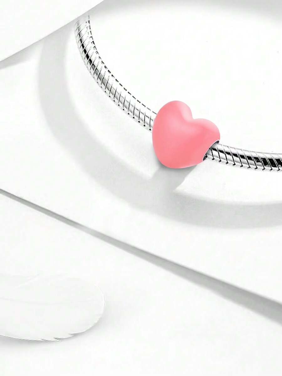 ESBERRY 1入組夢幻彩色愛心珠 DIY 吊墜女式手鍊和項鍊 s925 純銀高級珠寶製作 - 銀色 - 查看 1