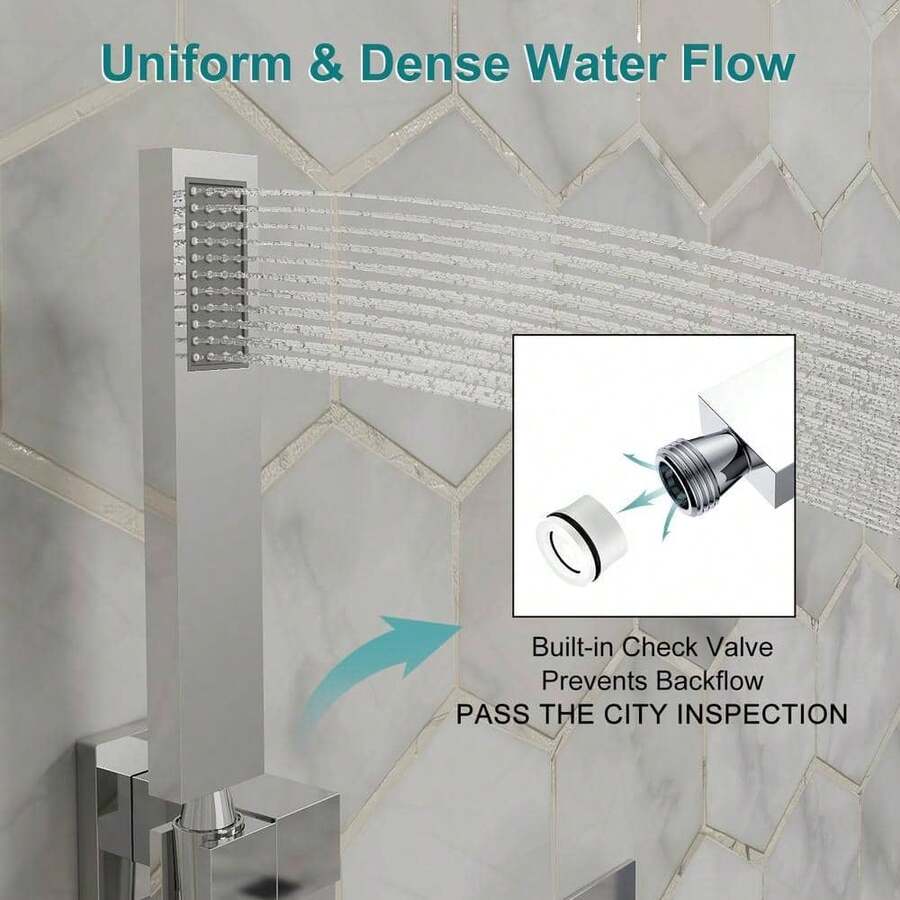 Single Handle 3Spray Shower System With Waterfall Adjustable Flow Rate