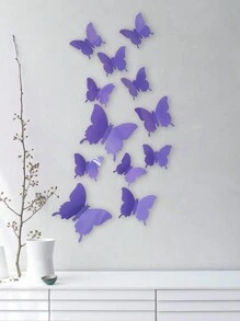 Cute Pink Butterfly Wall Decor 12pcs, Girls Room Wall Decals, Danish Pastel Aesthetic Butterflies Stickers For Nursery Decorations, Baby Toddler Room Decor For Girls(Pink, Blue, Yellow, Purple, White)Baby Shower Family Decorations Gifts