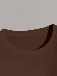 Men's Casual Short-Sleeved Crew Neck T-Shirt, Plain Color And Minimalist Style, For Everyday Wear, Spring/Summer - 酒紅色 - 查看 5