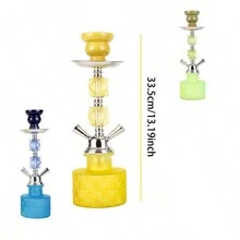 1pc Arabic Style Hookah Set With Dual Glass Pipes - one-size - View 2