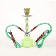 1pc Arabic Style Hookah Set With Dual Glass Pipes - one-size - View 1