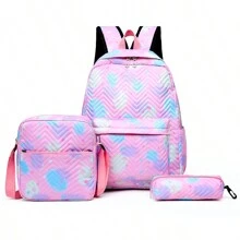 3 件背包、斜挎包、铅笔盒。时尚户外大容量女士休闲背包，经典，休闲，便携，商务休闲，适合青少年女大学生，新人，白领大学生，适合办公室，适合工作，书包，大容量，便携，笔记本电脑隔层，适合青少年大学生，男生和男士，大学，小学，初中，高中，工作，商务，通勤，户外，旅行，郊游，返校季 - 粉色 - 查看 2