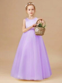 Váy dự tiệc đính cườm 3D thủ công cho bé gái tuổi mới lớn, váy công chúa màu oải hương thích hợp cho tiệc sinh nhật, dạ hội, bé gái rải hoa, phù dâu, khiêu vũ ở trường, tiệc mừng ngày lễ - Màu tím hoa cà - Xem 7