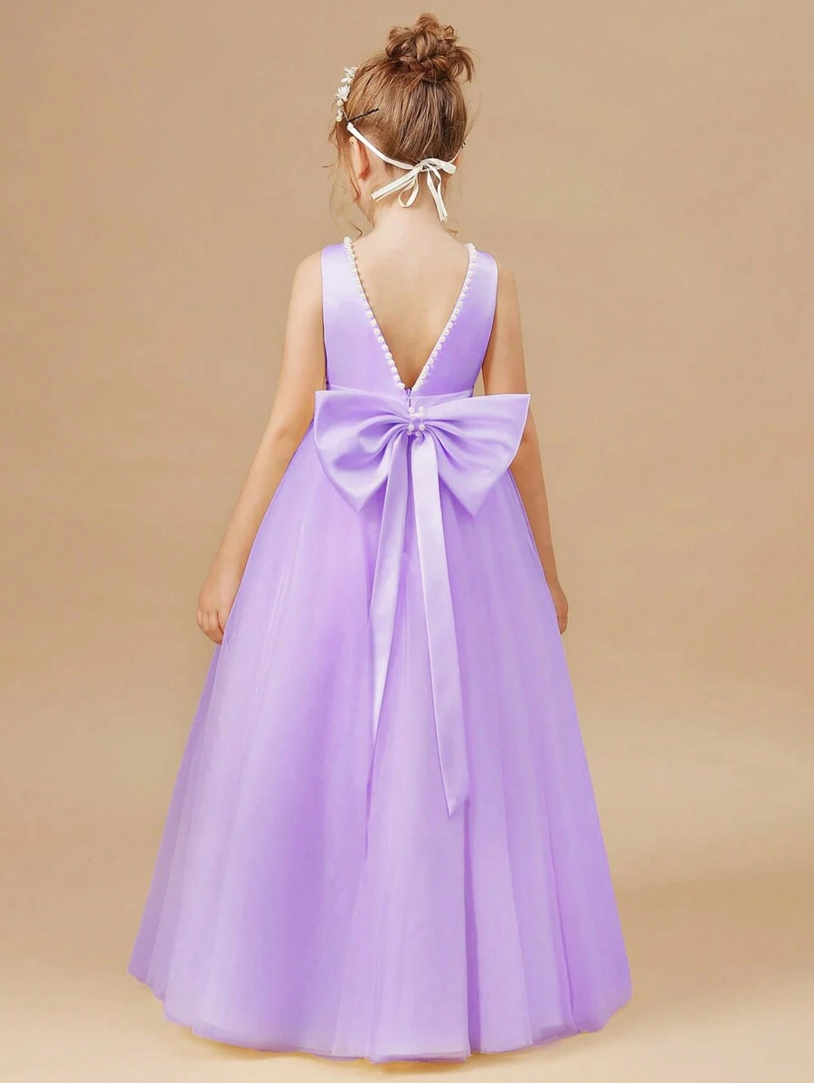 Váy dự tiệc đính cườm 3D thủ công cho bé gái tuổi mới lớn, váy công chúa màu oải hương thích hợp cho tiệc sinh nhật, dạ hội, bé gái rải hoa, phù dâu, khiêu vũ ở trường, tiệc mừng ngày lễ