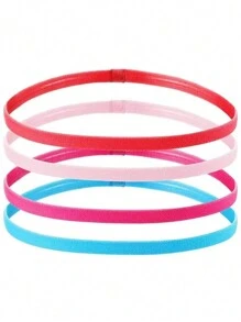 1/5pcs,Fashionable Non-Slip Silicone Grip Headbands For Women - Sweat-Wicking, Elastic Hair Bands In Vibrant Colors For Yoga & Running - Multicolor - View 5