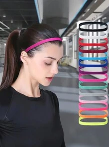 1/5pcs,Fashionable Non-Slip Silicone Grip Headbands For Women - Sweat-Wicking, Elastic Hair Bands In Vibrant Colors For Yoga & Running - Multicolor - View 1