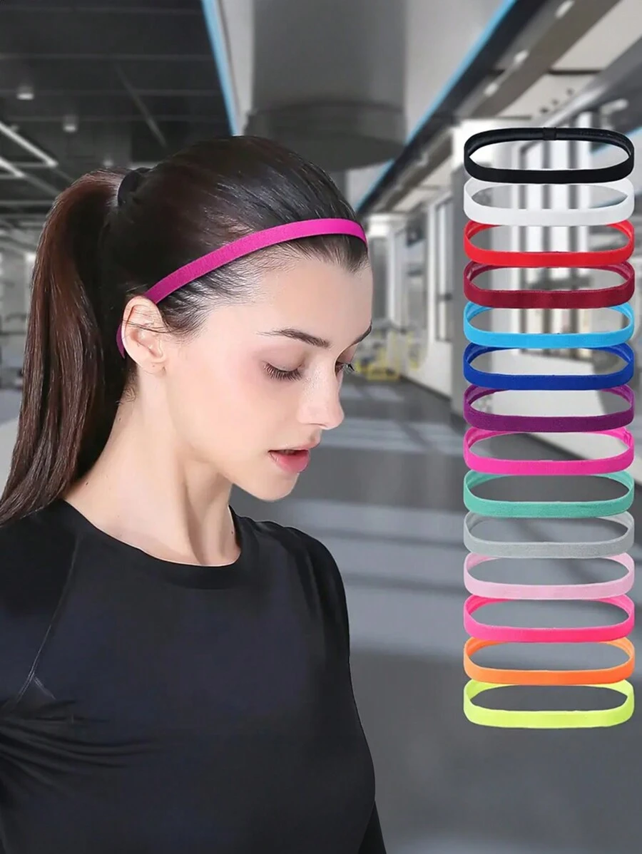 1/5pcs,Fashionable Non-Slip Silicone Grip Headbands For Women - Sweat-Wicking, Elastic Hair Bands In Vibrant Colors For Yoga & Running - Multicolor - View 1