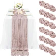 6/10pcs 35"X118" Lavender Green Balinese Gauze Table Runner, Soft Chiffon Bohemian Table Decor For Wedding, Birthday Party, Dining Room - Solid Color - View 17