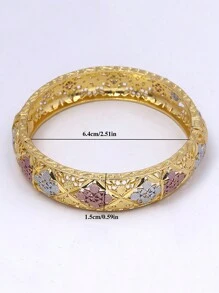 1 pieza Brazalete de aleación de zinc chapado en oro de 24k, accesorio diario de estilo Dubai para mujeres