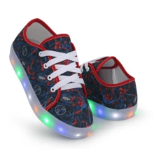 Children's Led Sneakers For Girls And Boys Light Printed Non-Slip Sole Lightweight For School - 藍色 - 查看 3