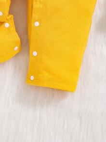 Enterizo para bebé niña con estampado de abeja de manga larga con gorro de abeja, para otoño/invierno - Amarillo - Ver 3