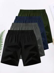 Paquete de 4 pantalones cortos estilo novio para hombres con cordón interno y franja reflectante, para entrenamiento, deportes al aire libre, en colores surtidos - Dorado - Ver 5