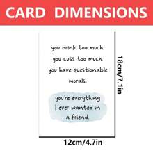 1PC, Funny Birthday Card For Friend, Best Friend Birthday Card For Women Men, Happy Birthday Card For BBF, Humorous Friendship Greeting Card, You're Everything I Ever Wanted In A Friend - one-size - View 2