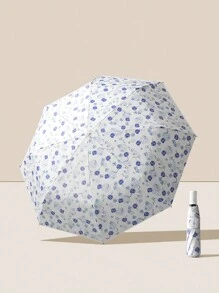 1 件全自动折叠遮阳雨伞，防紫外线 - 藍白色 - 查看 1