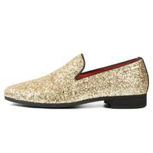 UUBARIS Mens Glitter Loafers Dress Slip On Party Wedding Penny Sparkly Shoes - 金色 - 查看 6