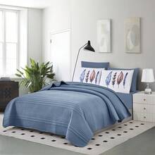 3pcs Comforter Set: 1pc Comforter Cover + 2pcs Pillow Shams, Skin-Friendly & Breathable, Soft & Cozy (No Comforter/Pillow Inserts) - Blue - View 3