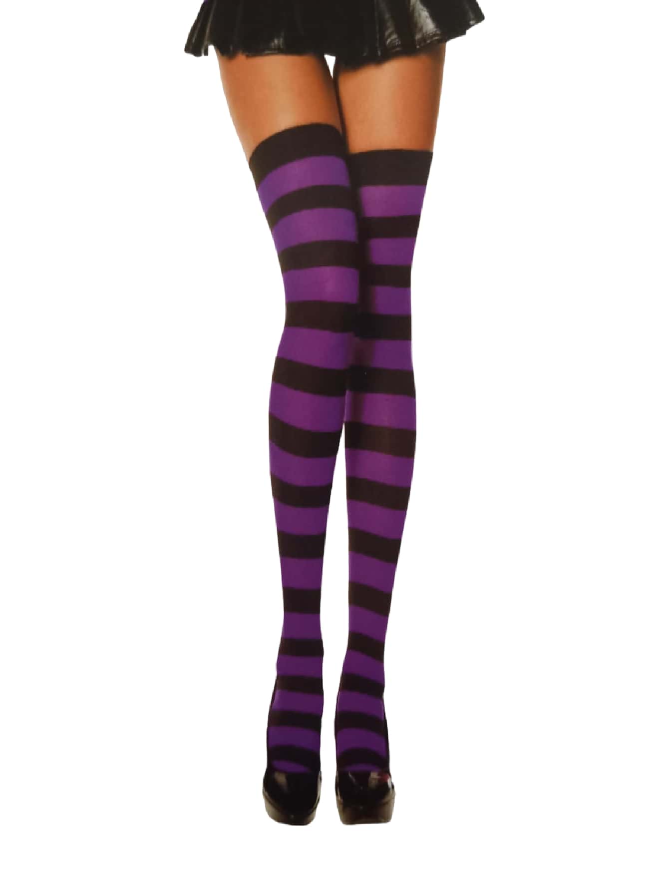 7/8 Fancy Dress Party Colorful Striped Adult Youth Socks - Purple - View 1