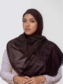 1pc Women's Chiffon And Contrast Lace Hijab Scarf - Multicolor - View 1