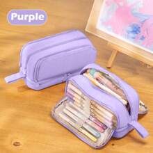 Estojo de lápis de grande capacidade, estojo multifuncional para canetas, estojo para canetas em cores de macaron para estudantes, armazenamento de papelaria, material de escritório escolar, volta às aulas, volta às aulas, material escolar, estojo para lápis, mochila escolar