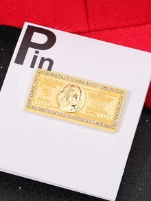 QIHOO 1 Stück $100 Ticket Email Anstecker Gold US Währung Brosche Kleidung Tasche Schmuck Geschenk für Freunde - Gold - Übersicht 6