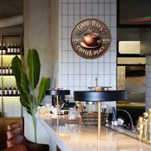 1 个咖啡杯金属标牌（8x8 英寸），复古风格“咖啡与和平让生活更美好”圆形牌匾，非常适合厨房、家庭、办公室、咖啡店、户外装饰、墙壁艺术、乔迁礼物、原材料，顶部、底部、左侧和右侧随机分布孔，家居装饰、房间装饰、墙壁装饰 - 彩色 - 查看 6