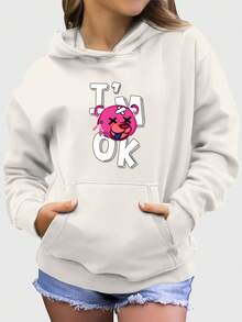 I´M Ok Women's Flannel Kangaroo Sweatshirt - Màu be - Xem 1