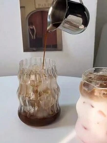 大容量玻璃咖啡杯水杯牛奶杯冰美式拿铁杯（不带吸管）返校季 - 無色 - 查看 4