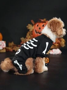 1PC Pet Halloween Glow-In-The-Dark Skull Costume Cat Costume Small And Medium-Sized Dog Cat Puppy, Fun Dog Cosplay Costume, Dog Cape Halloween Party Costume Halloween Halloween Costumes - Multicolor - View 6