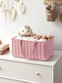 Diaper Bag Large Portable Diaper Caddy Basket-Diaper Organizer Caddy-Diaper Holder Tote Bag For Changing Table Newborn Registry Baby Shower Basket For Diapers & Wipe - Pink - View 6