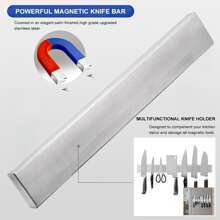 Magnetic Refrigerator 19.7-Inch Magnetic Knife Holder-Double-Sided Refrigerator Magnetic Knife Belt-Magnetic Knife Bar-304 Stainless Steel Kitchen Tool Holder/Rack - Silver - View 9