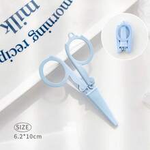 1 pieza Tijeras pequeñas plegables y coloridas con cubierta protectora, almacenamiento compacto