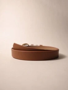 Women's Belts Fashion Golden Elliptical Buckle 1.9CM Width - màu nâu - Xem 6