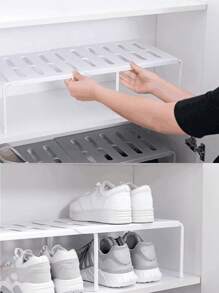 1pc Multi-Functional Detachable & Extendable Shoe Rack, Space Saving Organizer For Home, Living Room, Bedroom, Dorm Space - Holds Shoes, Slippers - White - View 3
