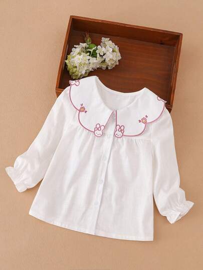 少女翻领薄衬衫，秋季