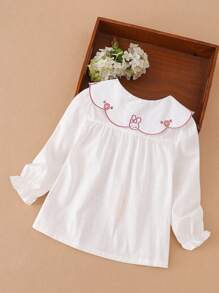 少女翻领薄衬衫，秋季