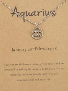 1pc 12 Constellations Symbol Stainless Steel Pendant Necklace With Stainless Steel Chain - Silver - View 15